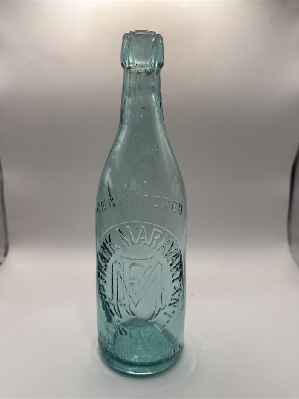 Vintage Frank Markvart Glass Bottle East Islip NY